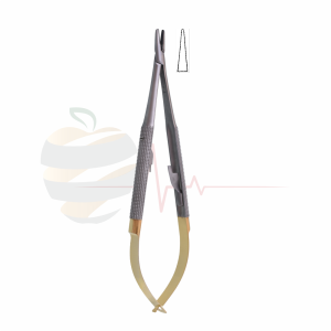 Castroviejo Micro Needle Holder – Straight, Grip Handle, TC Gold (With Lock) 17 cm / 4 3/4"