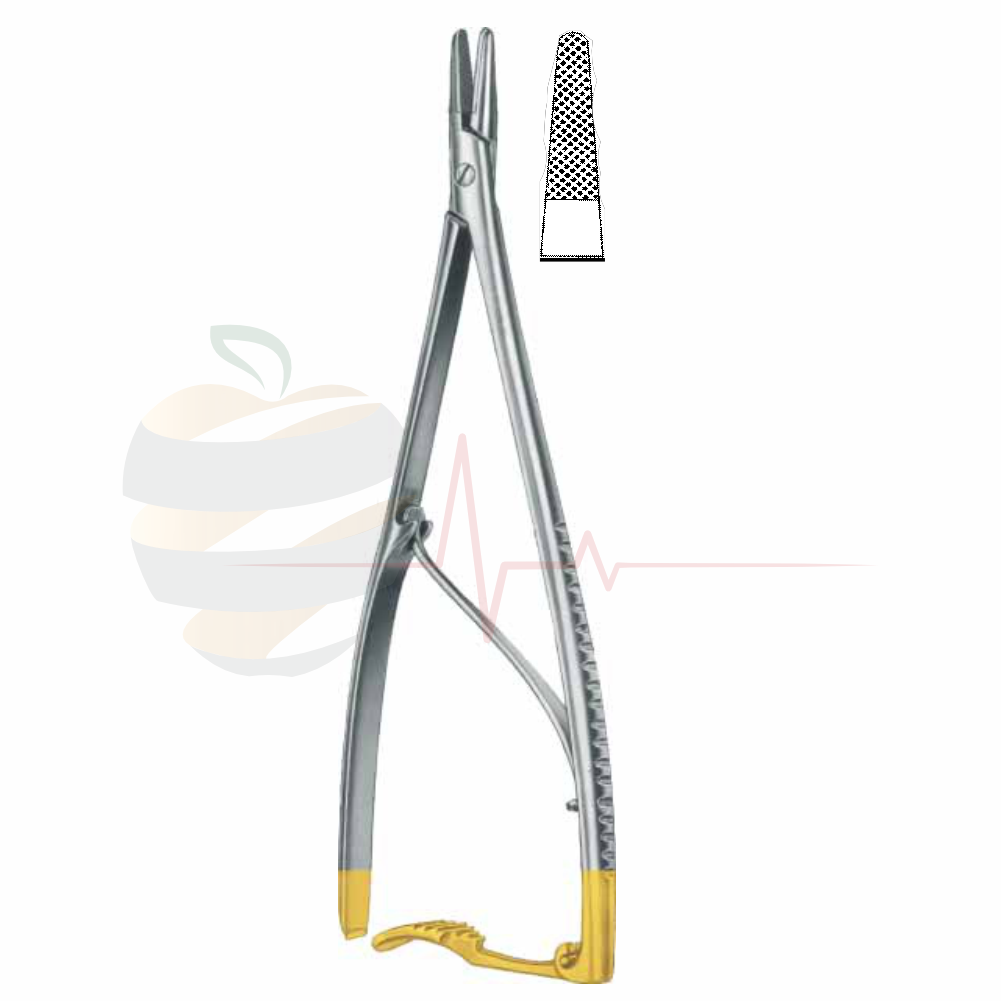 Zweifel Needle Holder – Standard Profile with Hinged Ratchet, TC Gold 20.5 cm / 8 1/8"